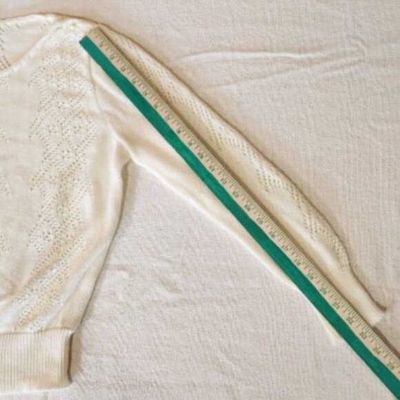 JOLIE NY Vintage Women's Top Size Large Ivory Knit Button Shoulder Long Sleeve - Picture 9 of 9